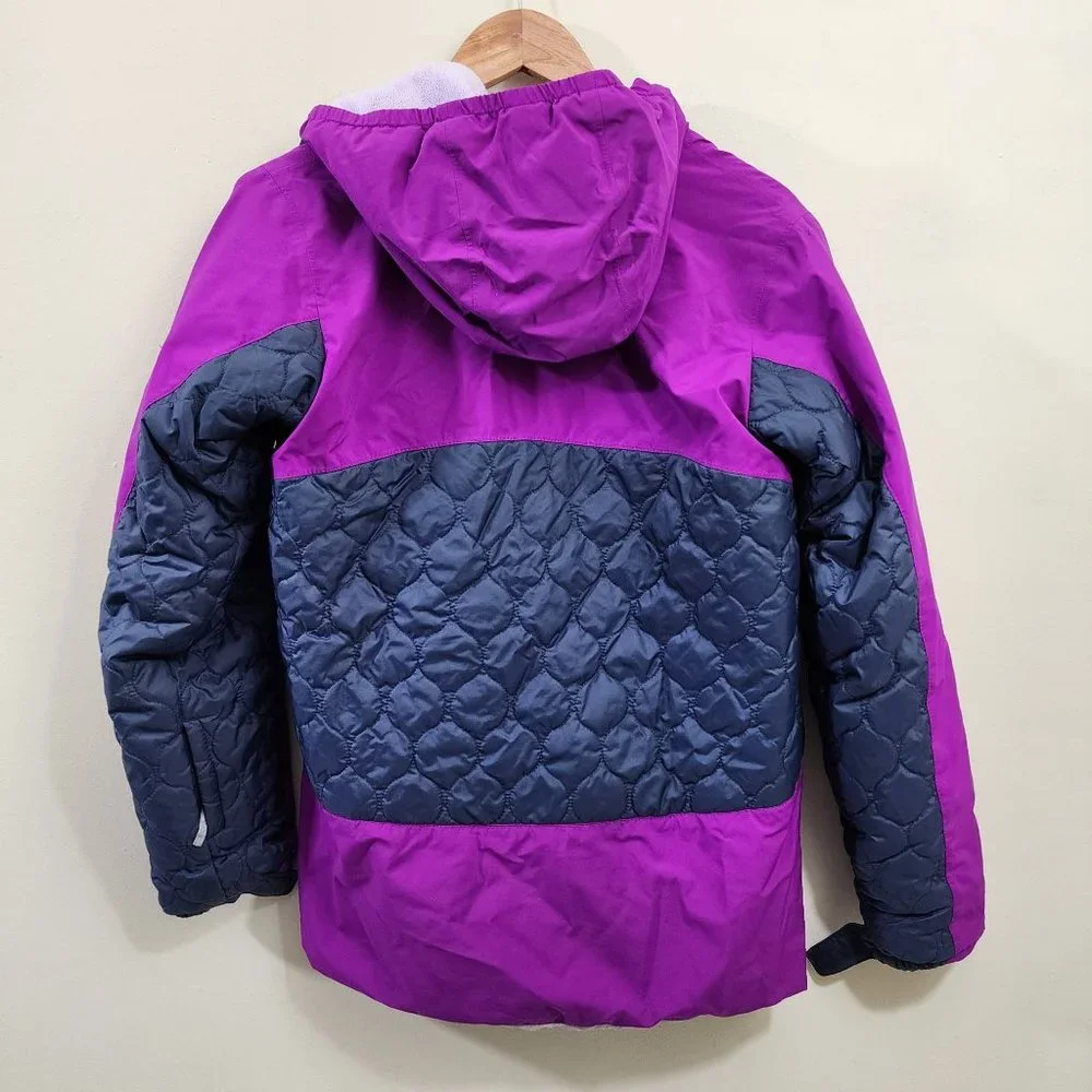 Columbia girl size large zip front‎ purple with gray quilting accent winter coat